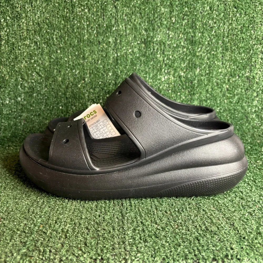 NEW Crocs Crush Sandal Platform Two Strap Gorpcore Slide Black Womens 11 Mens 9